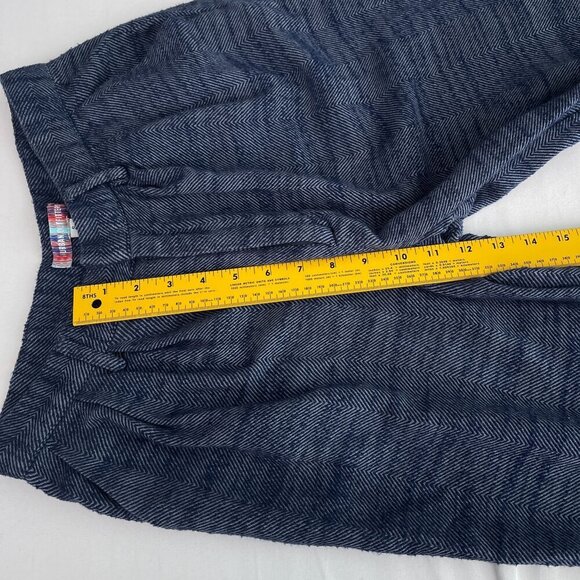 Urban Outfitters Herringbone Pleated Wide-Leg Trouser Pants Cotton Blue Women S - Picture 11 of 12